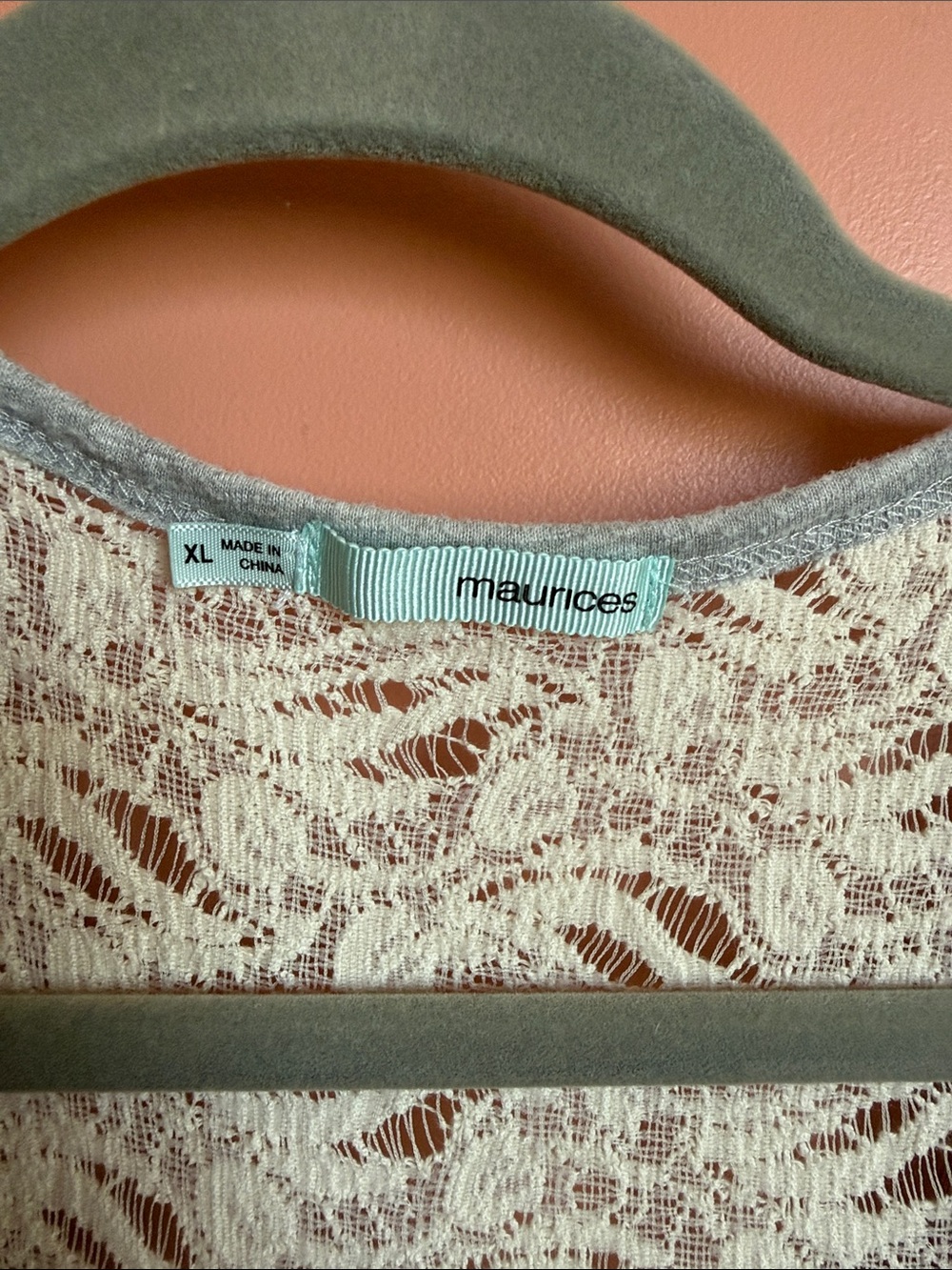 Maurices Light Gray Embellished Lace-Back Tank - Picture 2 of 3